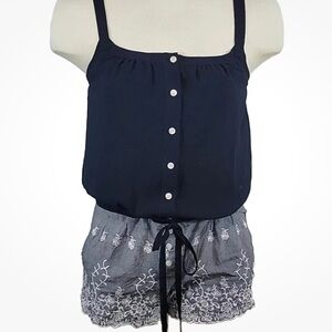 RACHEL Rachel Roy Navy Romper. Embroidered bohemian. Summer ready.